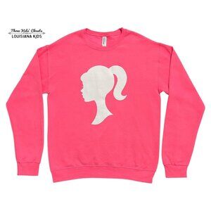 Small Shop Women's S Barbie Pink Silhouette Sweatshirt